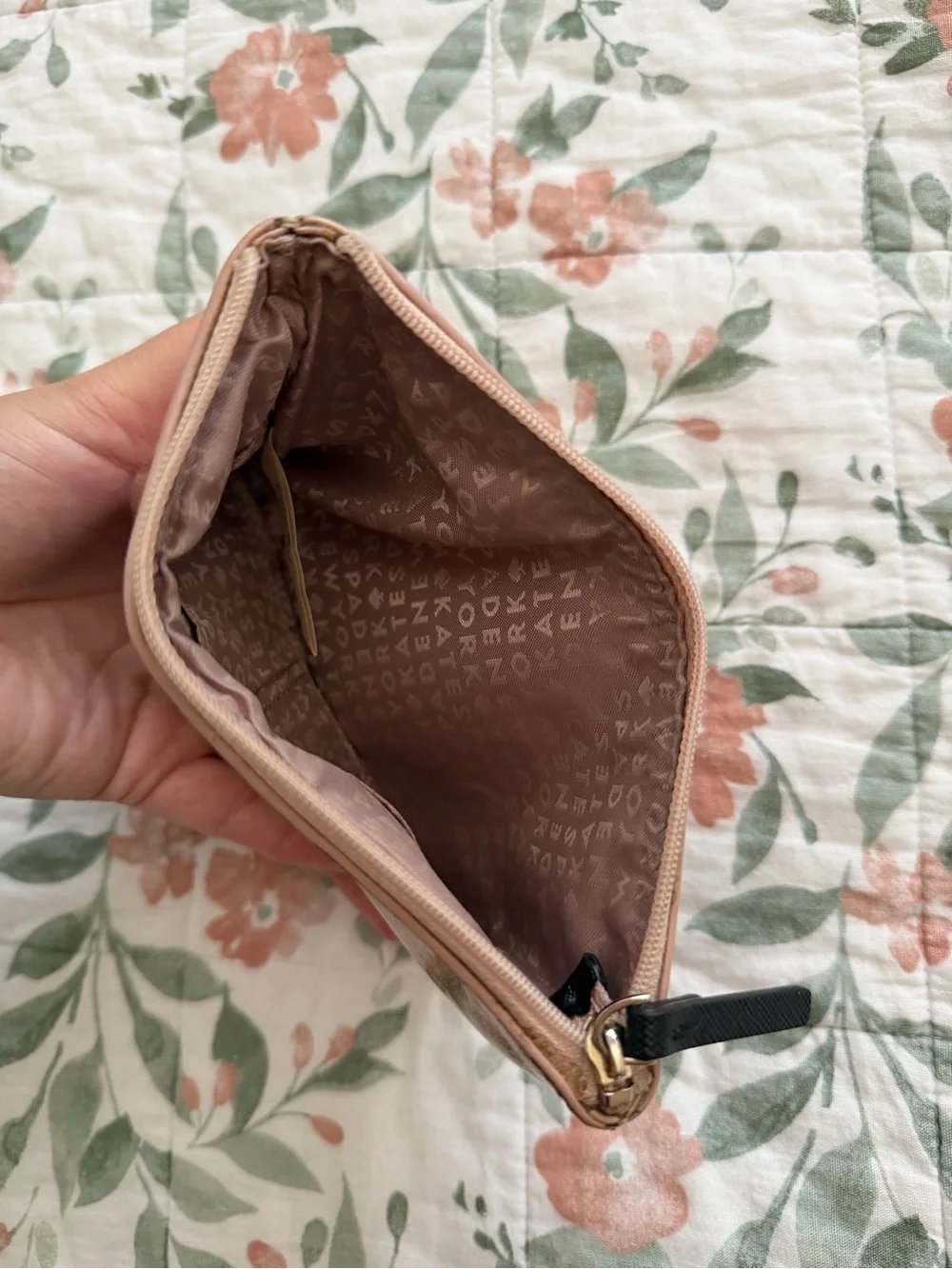 kate spade Rose Gold Glitter Zip Wristlet